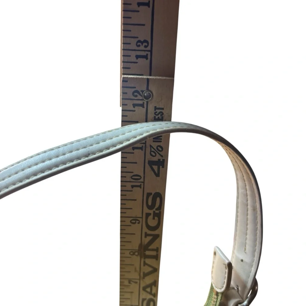 Nine West Green Ivory Geometric Print Shoulder Bag Fabric Faux Leather Trim - Picture 11 of 11